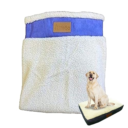 Ellie-Bo Blue Dog Bed Cover with Faux Suede and Sheepskin Topping
