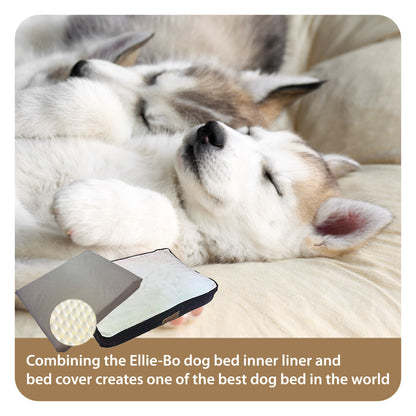 Ellie-Bo Orthopaedic Foam Dog Bed with Brown Corduroy Sides and Beige Faux Fur Topping