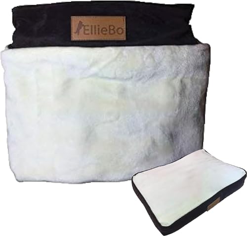 Ellie-Bo Dog Bed Cover with Brown Corduroy Sides and Beige Faux Fur Topping