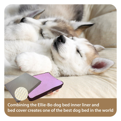 Ellie-Bo Orthopaedic Foam Dog Bed with Brown Corduroy Sides and Pink Faux Fur Topping