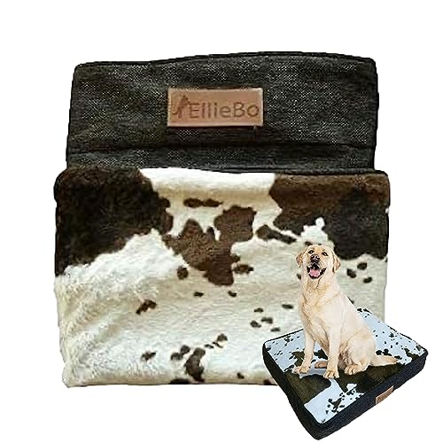 Ellie-Bo Dog Bed Cover with Brown Cowhide Design