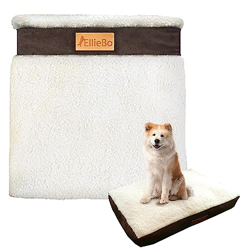 Ellie-Bo Brown Cover with Faux Suede and Sheepskin Topping for Memory Foam Dog Beds
